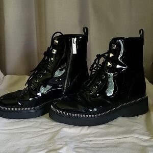 Michael Kors patent combat boots